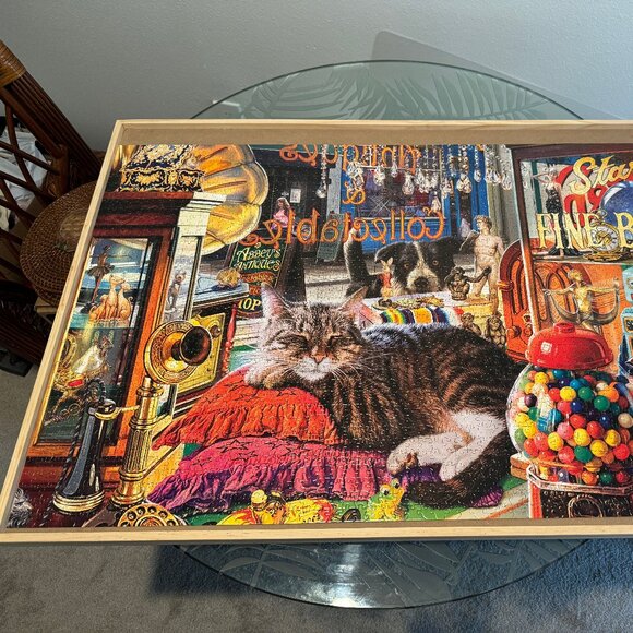 Buffalo Games Curiosity Shop 2000 Piece Jigsaw Puzzle Complete Colorful Cat Dog - Picture 6 of 7